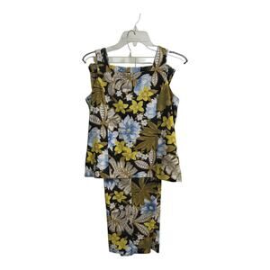 Courtenay Stretch Women's Sz 6 Top & Panrs Set Flower Print 2 Pieces